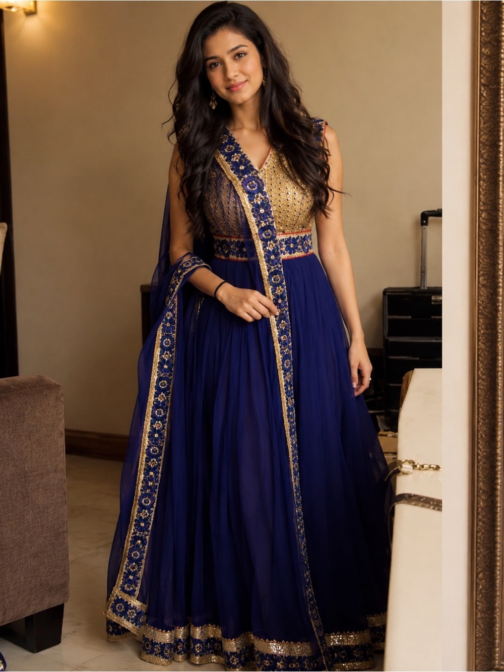 Blue and gold dress
